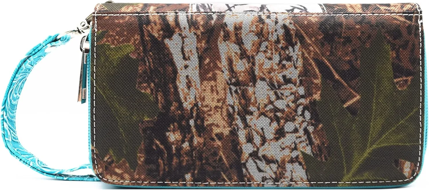 Camouflage Western Style Totes Studded Floral Handbag Tooled Leather Purse Country Women Shoulder Bag Zipper Wallet Set
