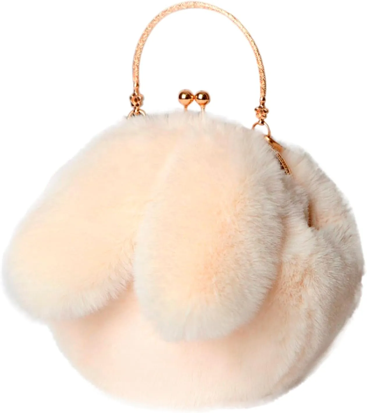 Canvas Tote Bag Cute Rabbit Puffer Bags Outdoor Round Cat Ear Plush Shoulder Bag Casual Shopping Messenger Bag