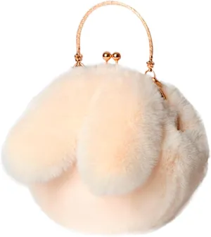 Canvas Tote Bag Cute Rabbit Puffer Bags Outdoor Round Cat Ear Plush Shoulder Bag Casual Shopping Messenger Bag