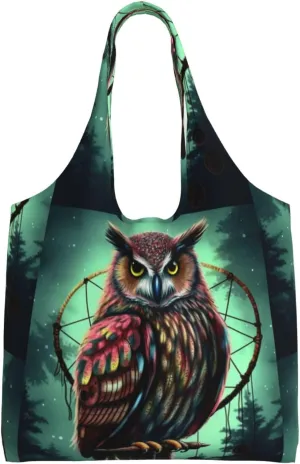 Canvas Tote Bag for Women Shoulder Tote Purse Reusable Grocery Bag Owl Aesthetic Shopping Bags