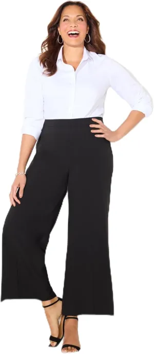 Catherines Women's Plus Size Petite Refined Wide Leg Pant