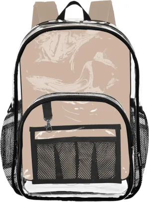 CHIFIGNO Plain Bisque Solid Color Girls Bag, Clear Plastic Bag, Transparent Bag, Clear School Backpack
