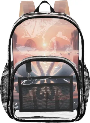 Clear Backpack for Women Boys Backpacks for Girls Pvc School Plastic Bookbag Valentine Swan Couple