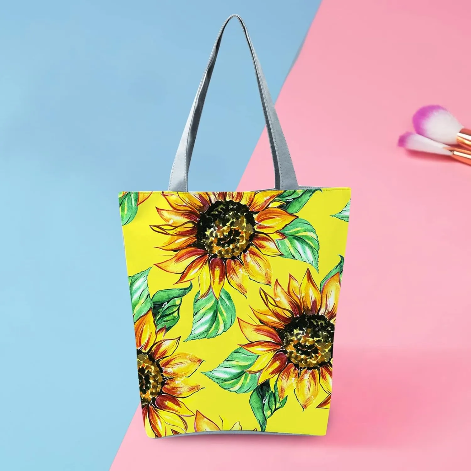 Clutch Saddle Bag New Women's Slouchy Large Capacity Zippered Sunflower Printed Shoulder Bag
