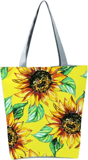 Clutch Saddle Bag New Women's Slouchy Large Capacity Zippered Sunflower Printed Shoulder Bag