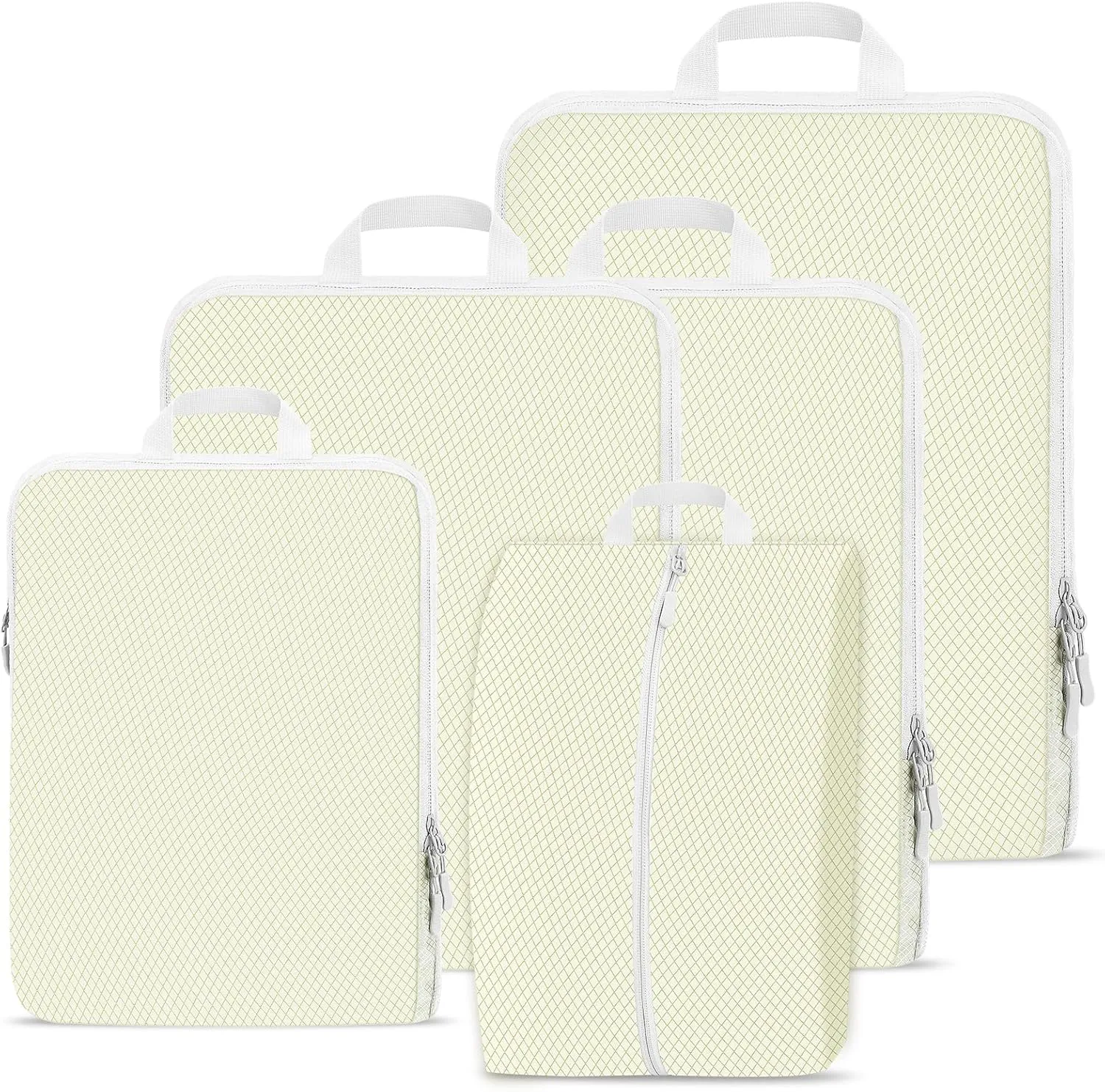 Compression Packing Cubes for Travel,Waterproof Packing Compression Cubes for Travel Packing Organizers,Luggage Cubes for Packing,Ultralight Expandable Packing Cubes Compression (Beige 5 Pack)