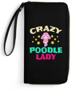 Crazy Poodle Lady Women's Wallet Long Clutch Purse with Wristlet Strap Zipper Phone Handbag