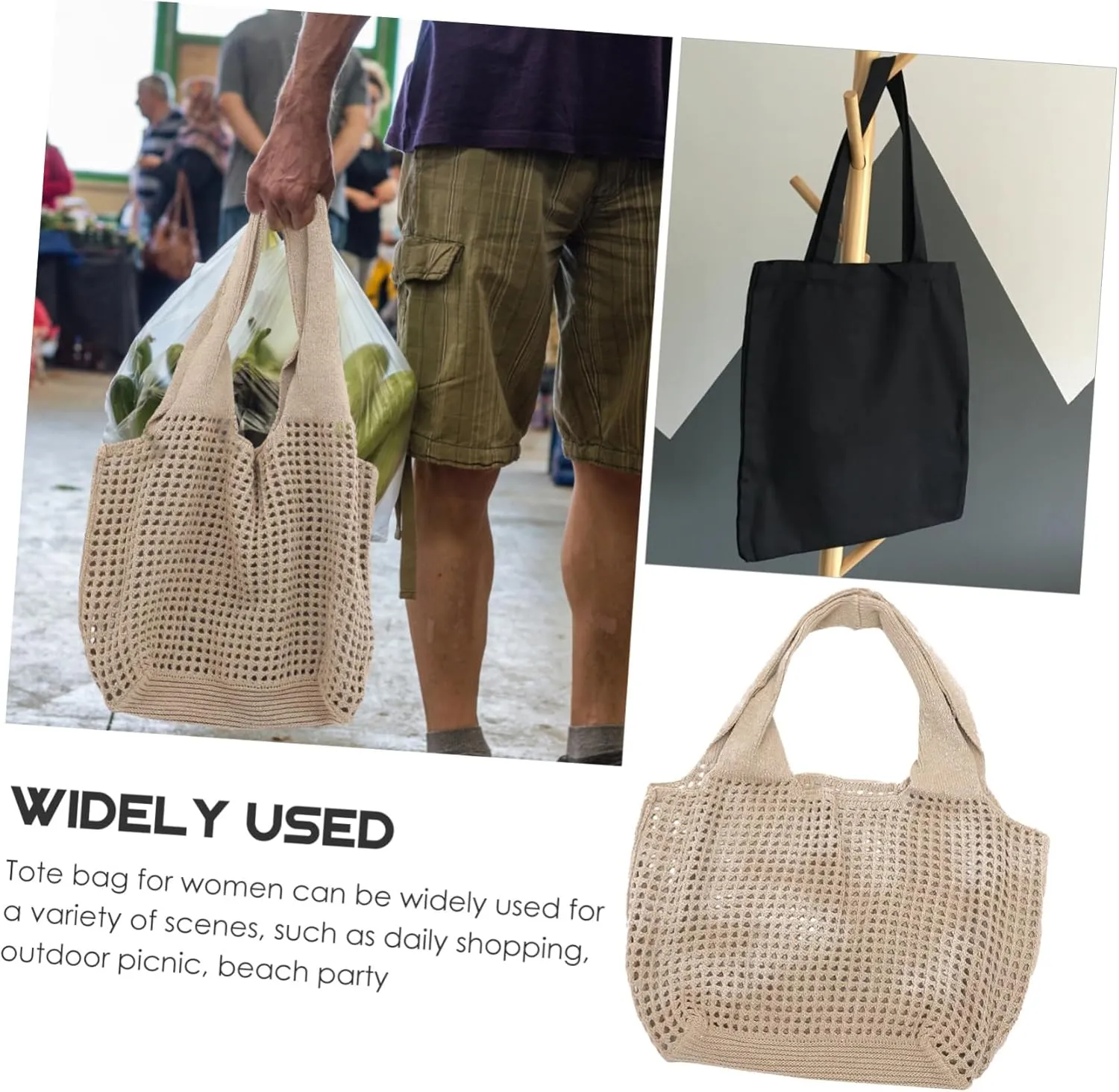 Crochet Mesh Beach Bag for Women Capacity Summer Tote Handbag Durable Design for Daily Essentials for
