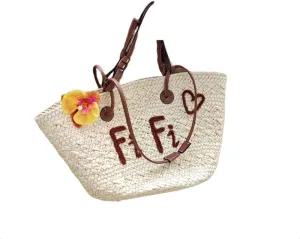 Customizable Letters Summer Straw Rattan Woven Shoulder Bag Totes Handbag Bucket Beach Bag Vacation Personalized Chic