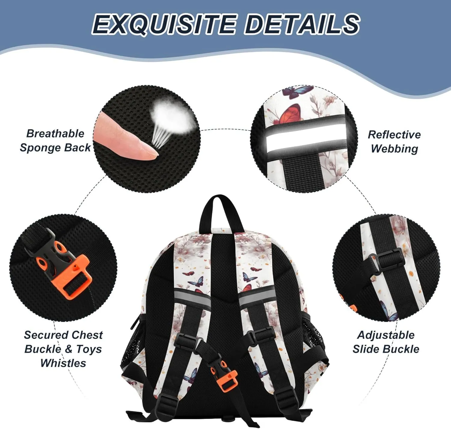 Cute Ears Big Kid Backpacks Leash Boy's Girl's Anti-Lost Personalized Daycare Diaper Bag with Reflective Strip M Sweet Sphynx Cats White
