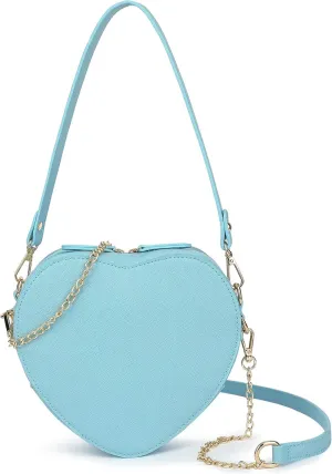 Cute Heart Purse for Women Girls Vegan Leather Crossbody Satchels Shoulder Handbag With Wrist Strap