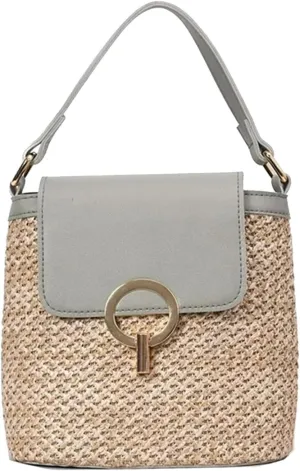 Cute Tote Bags Straw Weave Women Ladies Bucket Handbags Summer Beach Shoulder Bags