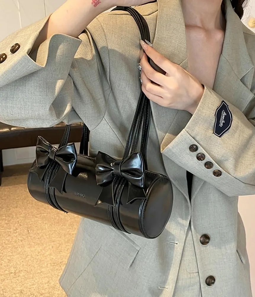 Cute Vegan Leather Shoulder Bag for Women Small Y2k Bowknot Handbags Crossbody Purse Top Handle Satchels 2025