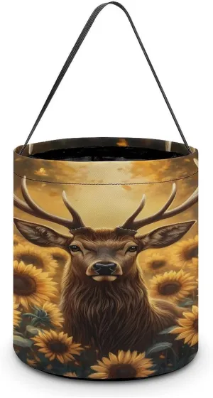 Deer Sunflower Halloween Candy Bag Candy Tote Bucket Gift Bags Party Supplies for Women Men