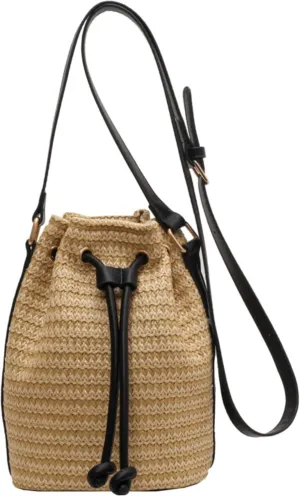 Drawstring Straw Bag Y2k Beach Crochet Bucket Bags Cute Purse Trendy 2025 Summer Small Crossbody Purses Women