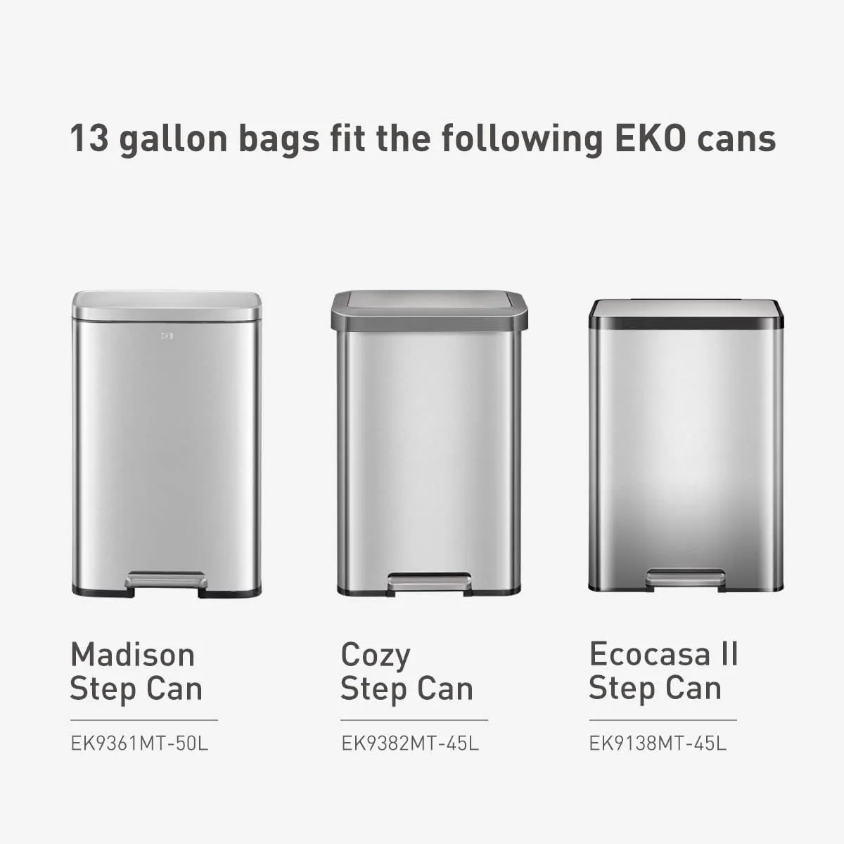EKO Easy-Dispense Roll of 60 Count Extra-Strong Drawstring Kitchen Trash Bags - 13 Gallon Garbage Bags (40L-60L) 1 pack, Code F