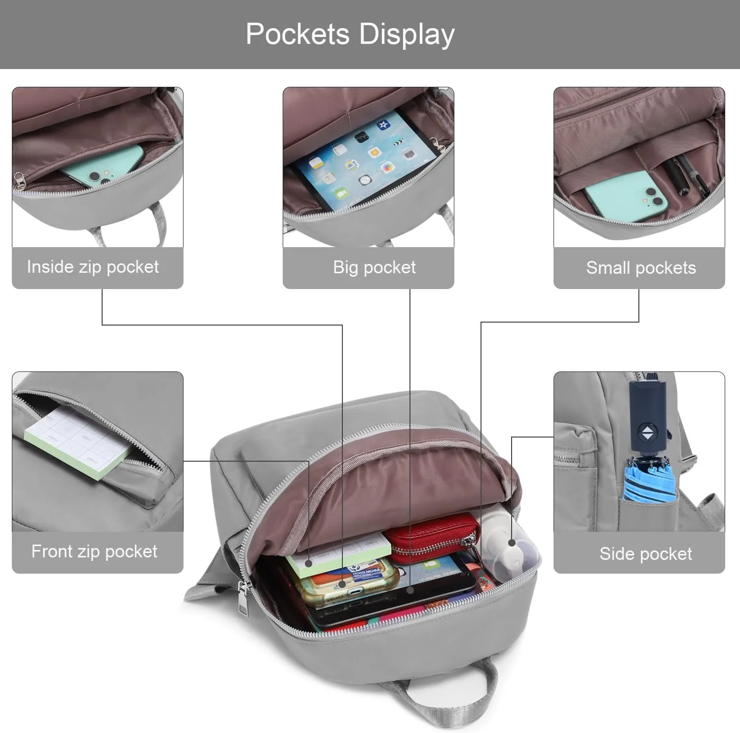 Etercycle Mini Backpack Purse for women, Small Backpack Purse, Shoulder Bag for Travel (Gray)