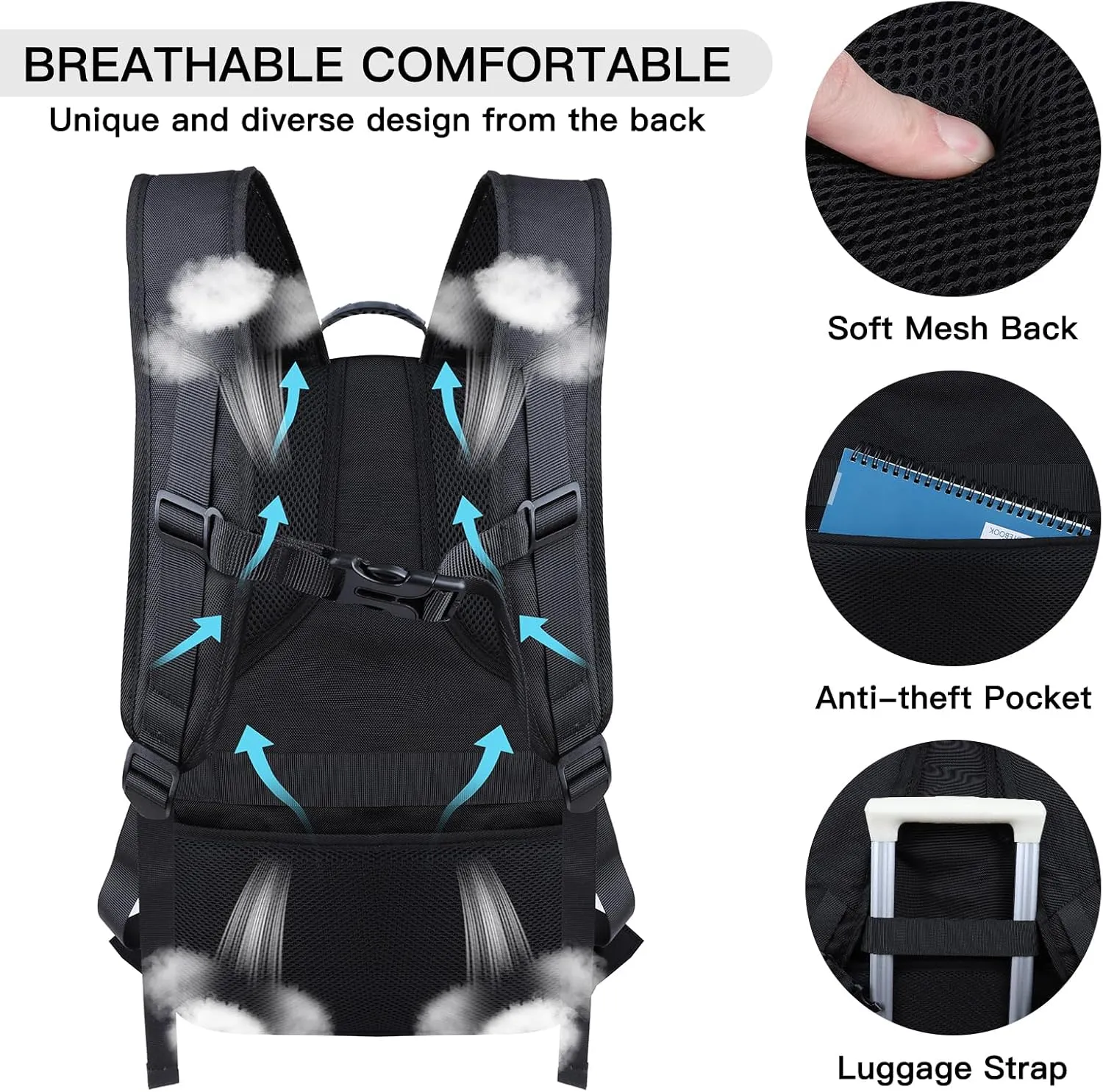 Extra Large Backpack, Travel Backpack, Sturdy TSA Water Resistant 17.3 Inch Carry on Backpacks with USB Port, Anti Theft Business Computer Backpacks Gifts for Men Women, Lake Blue