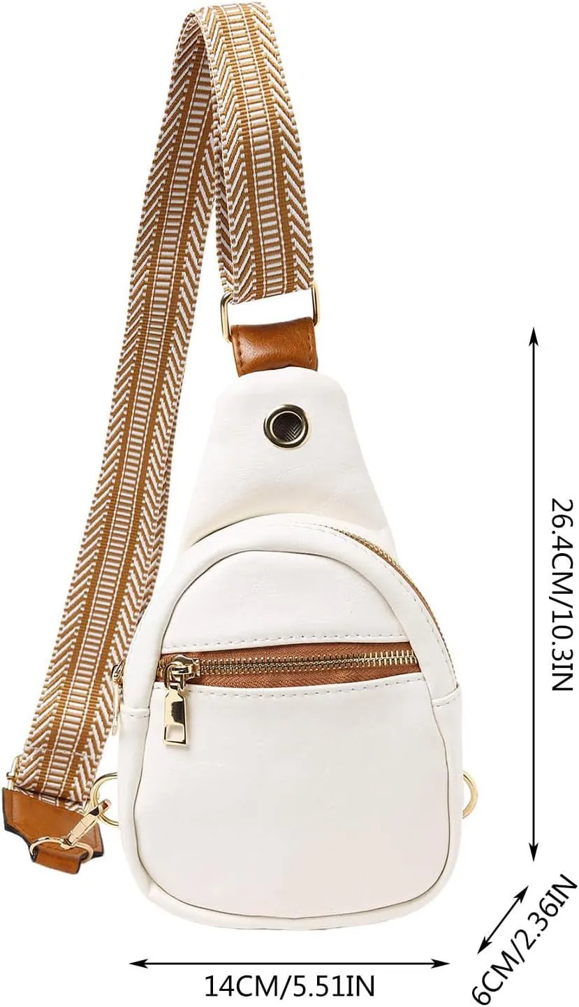 Fashion Chest Bags Soft Leather Texture Crossbody Bags Large Capacity Simple Retro Shoulder Bag Travel (Khaki, One Size)