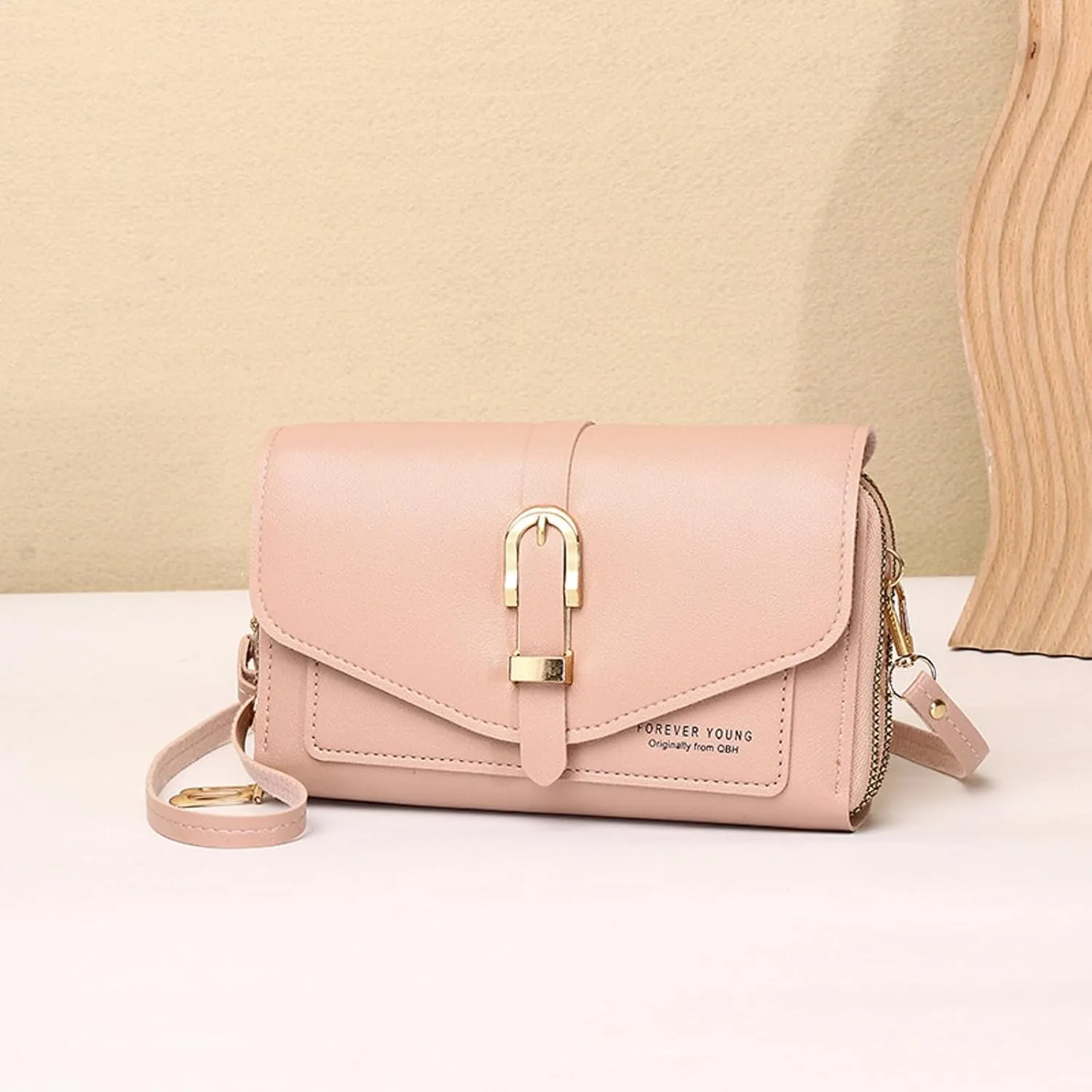 Fashion Classic Women's Mobile Phone Bag Snap Button Hood One Shoulder Double Layer Wallet Crossbody Bag Kids (One Size)