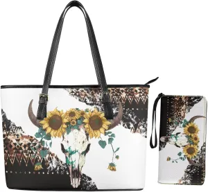 Fashion Purses and Wallets Set for Women 2 Piece Tote Bag Large Capacity Travel Totes
