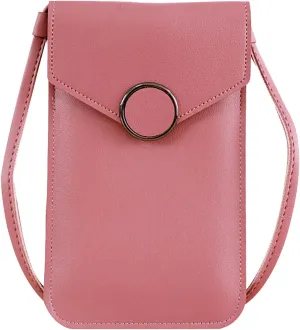 Fashion Women Artificial Leather Solid Color Hasp Transparent Operation Ccreen Phone Bag Shoulder Shoulder (F, One Size)