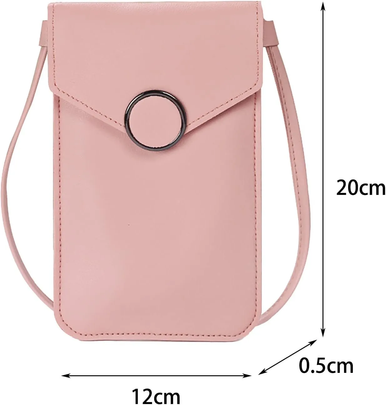 Fashion Women Artificial Leather Solid Color Hasp Transparent Operation Ccreen Phone Bag Shoulder Shoulder (F, One Size)