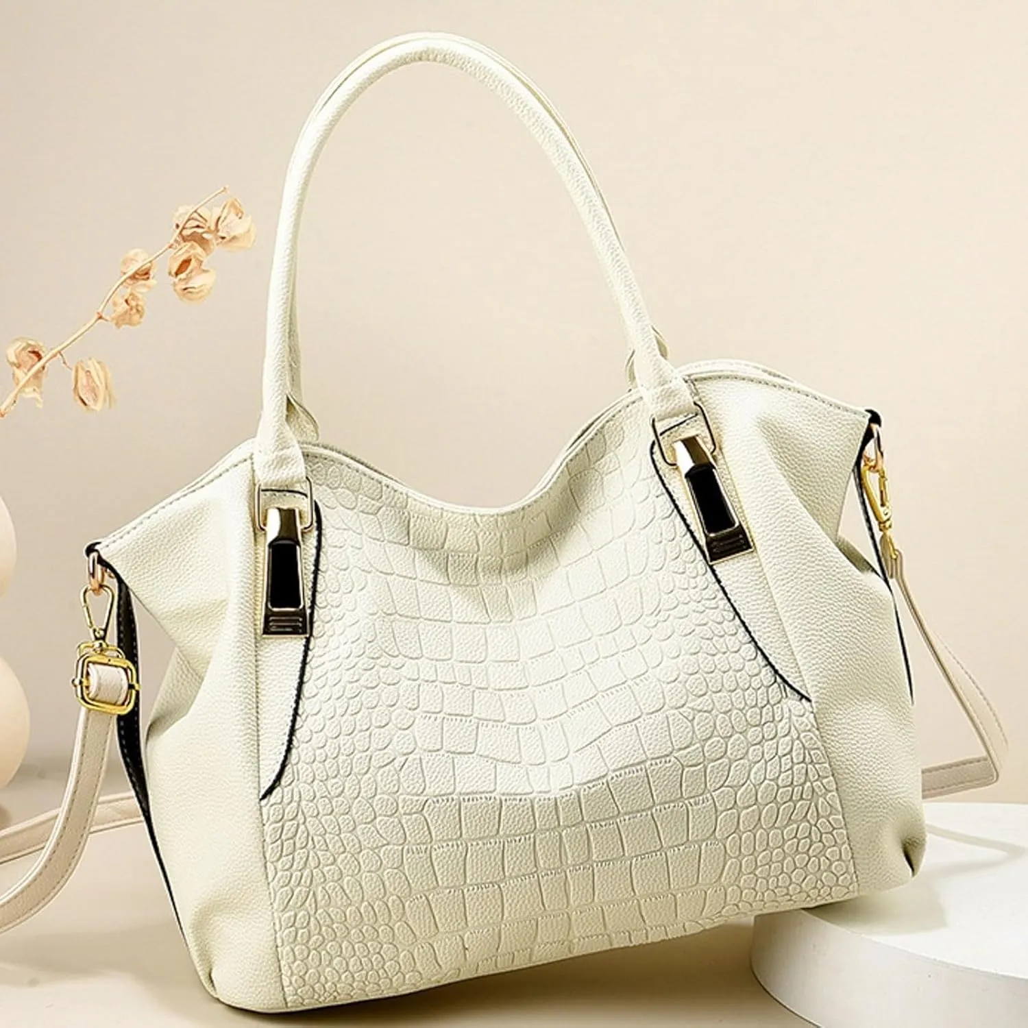 Fashionable And Simple Women's Large Capacity Soft Leather Texture Casual Crossbody Bag School Bag (White, One Size)