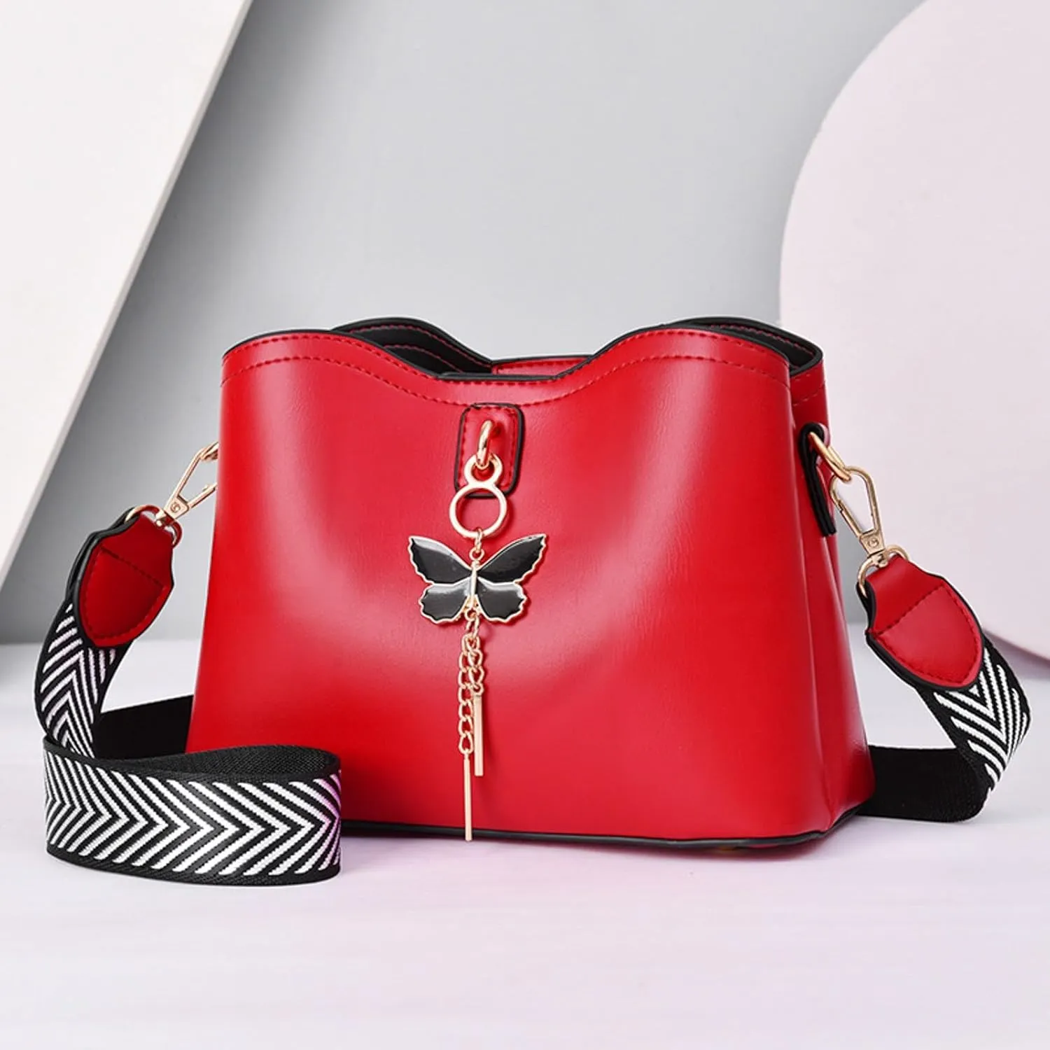 Fashionable And Versatile Women's Casual Large Capacity Simple Solid Color Single Shoulder Crossbody (Red, One Size)