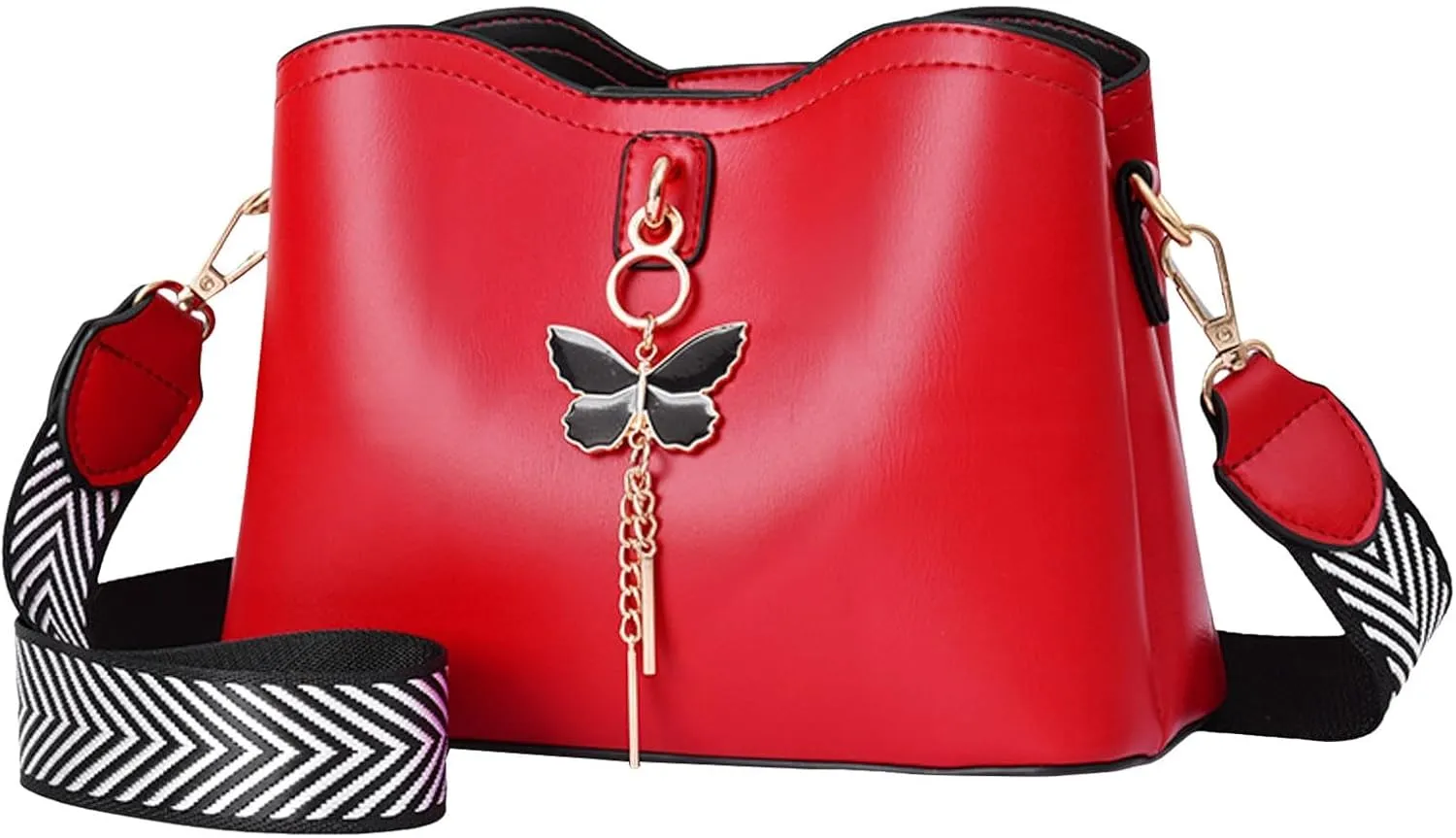 Fashionable And Versatile Women's Casual Large Capacity Simple Solid Color Single Shoulder Crossbody (Red, One Size)