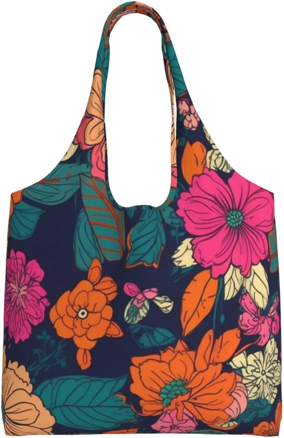 Flowers Canvas Tote Bag Aesthetic Large Shoulder Bags Reusable Shopping Bags for Women Grocery Bag Purse