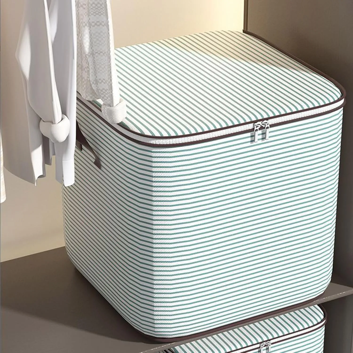 Foldable Organization and Storage with Sturdy Handle & Zipper Moving Bags Under Bed Storage Containers Clothing Storage Organizer Large Storage Bags for Blankets, Comforter, Bedding, Closet