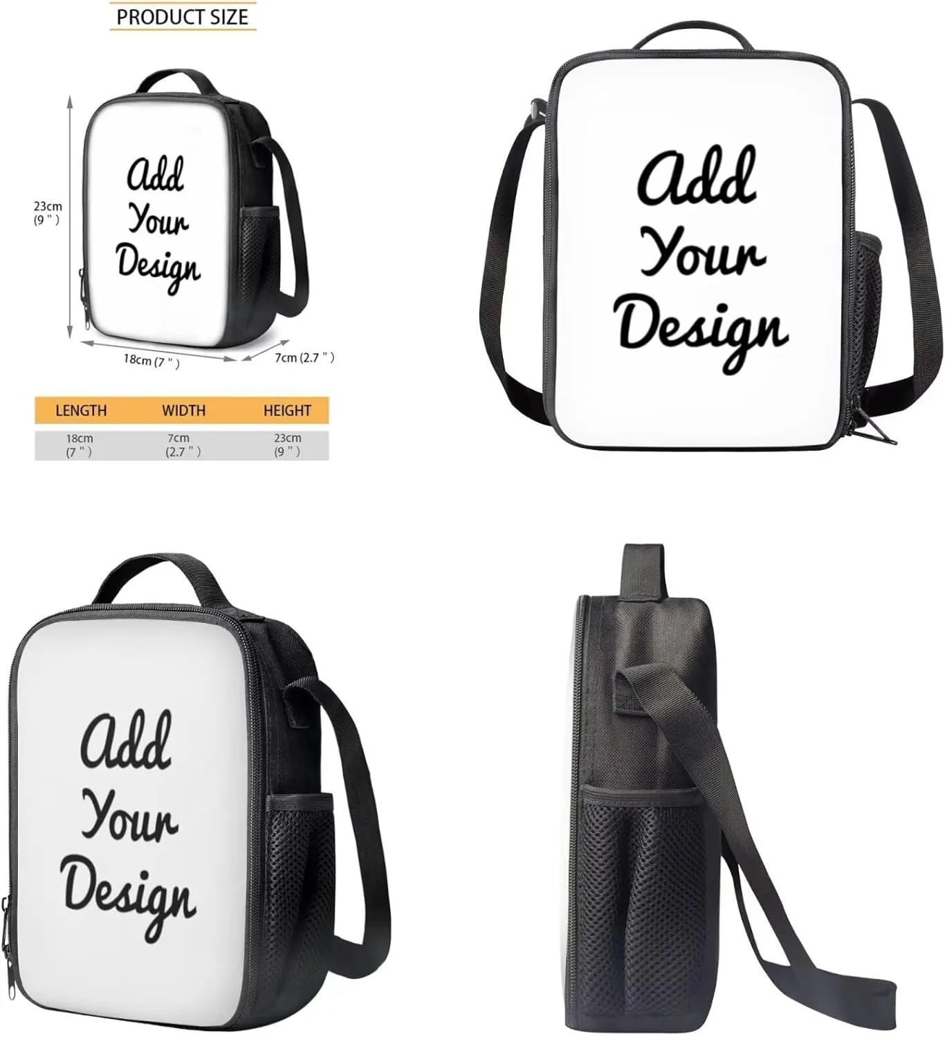 FOR U DESIGNS Custom Backpacks for Girls Insulated Lunch Bags for School Ages 10-12 Personalized Backpacks for Elementary School Book Bag and Lunch Box Set 3 Piece