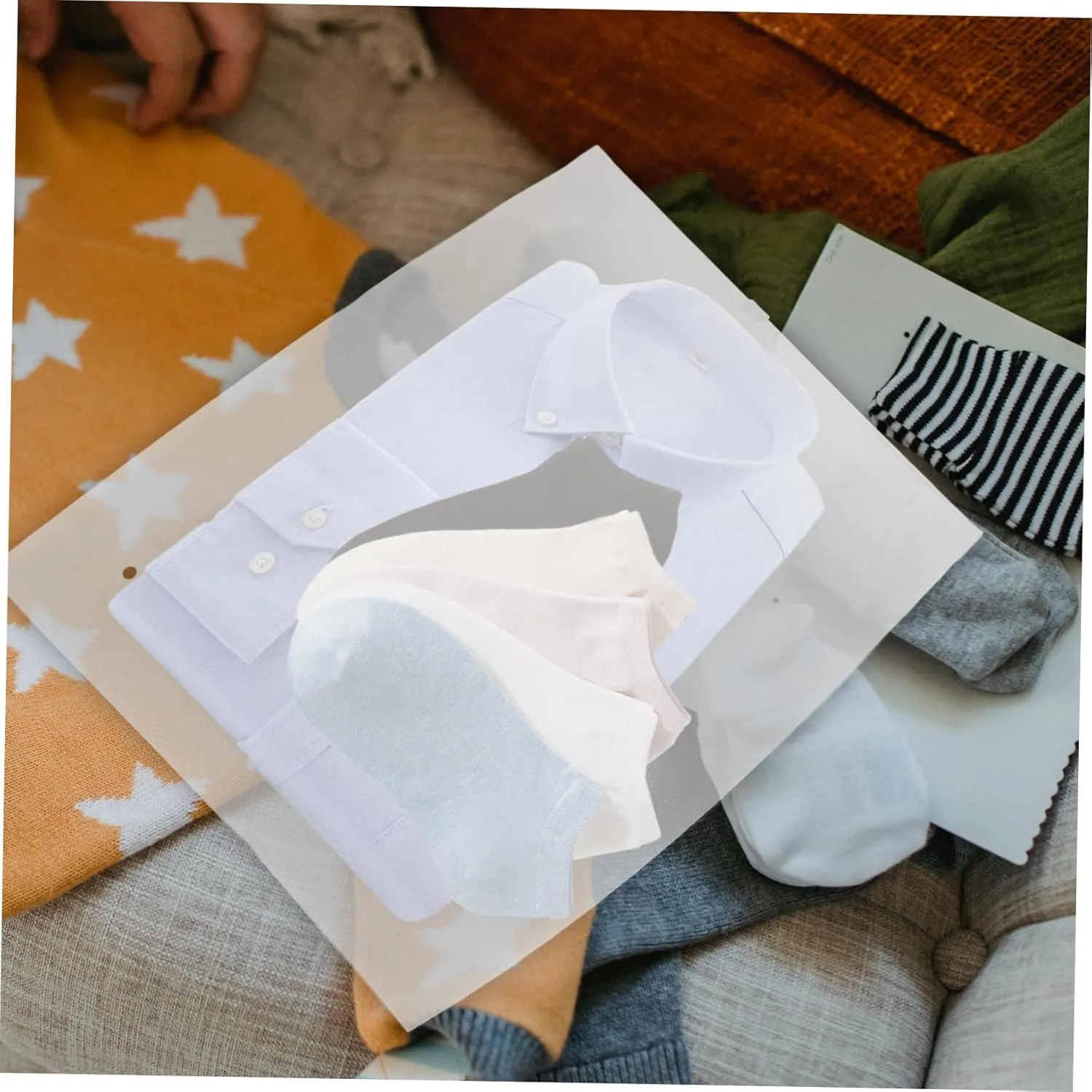 Frosted Zipper Bag Set 50pcs Swimwear Storage Bags for T-shirts Underwear and Swimwear Clear Plastic Organizers for Home and Travel