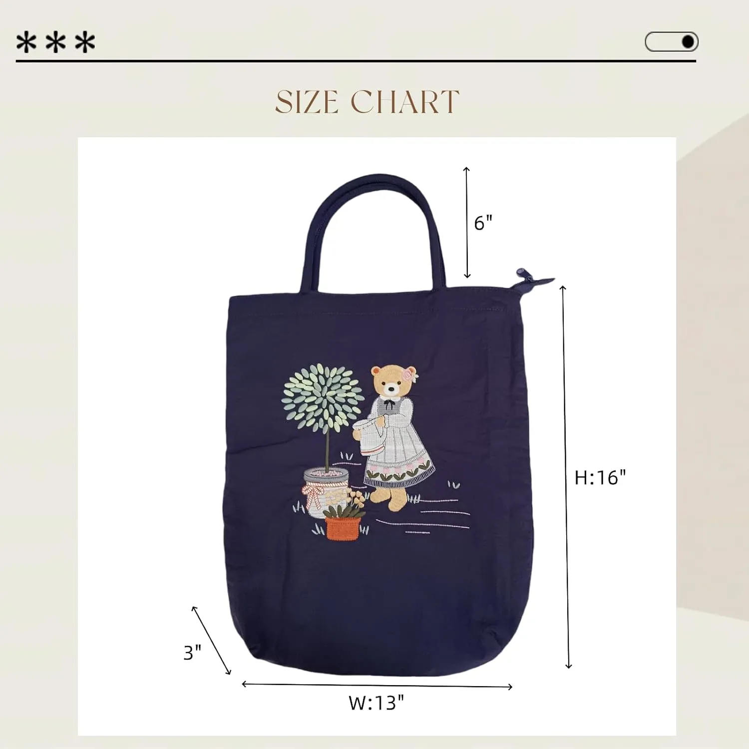 Fun canvas Bag Tote bag Reusable soft grocery bag, Birthday, Christmas, novelty woman, couple, best friend, adult, teen, Cute canvas bag for women, Fun cute gift (Royal Blue (Bear Garden))