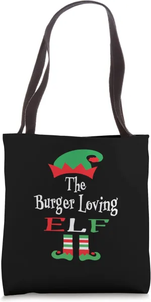 Funny Christmas The Burger Loving Elf Reusable Shopping Gift Tote Bag