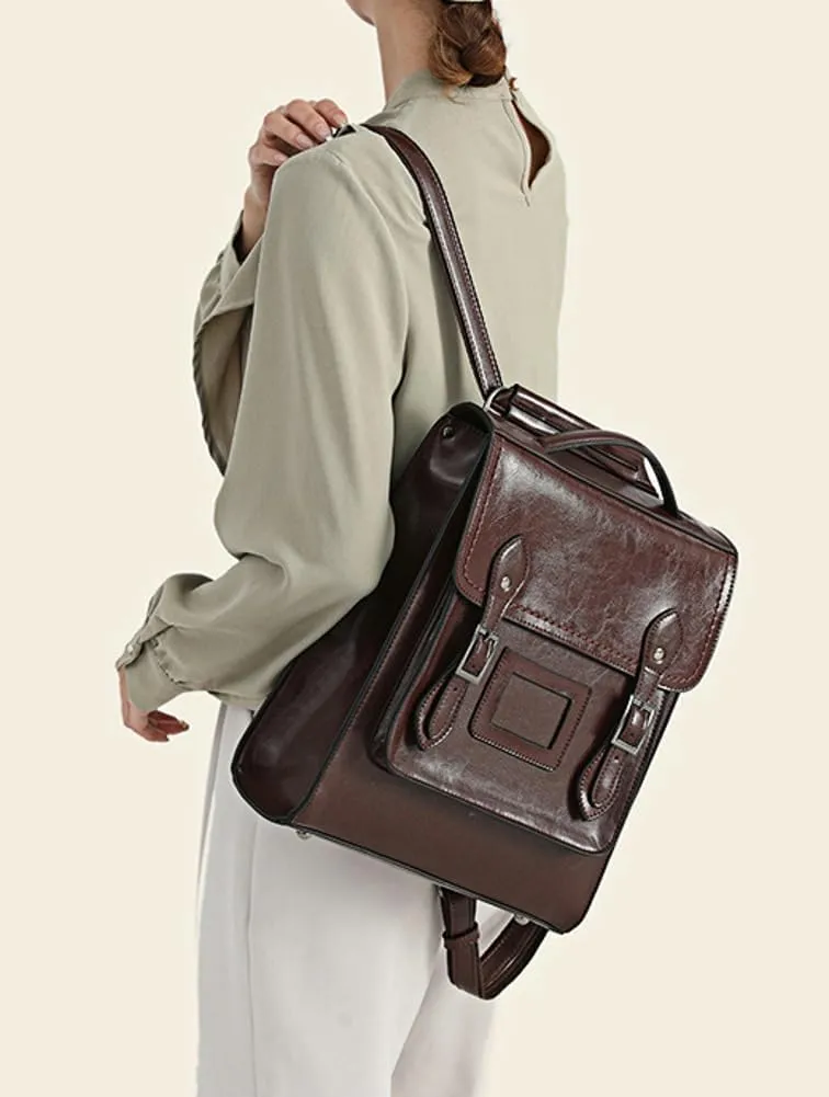 Genuine Leather Shoulder Bag for Women Convertible Backpack Handbag Multifuction Tote Bag Vintage Large Satchels