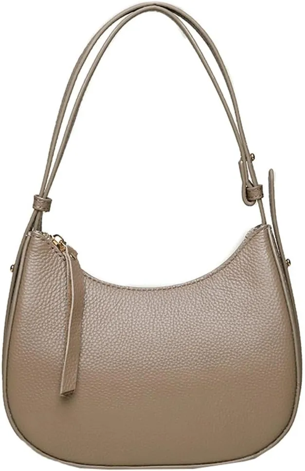 Genuine Leather Shoulder Crossbody Bag for Women Crescent Tote Purse Small Handbag Ladies Satchels with Adjustable Strap