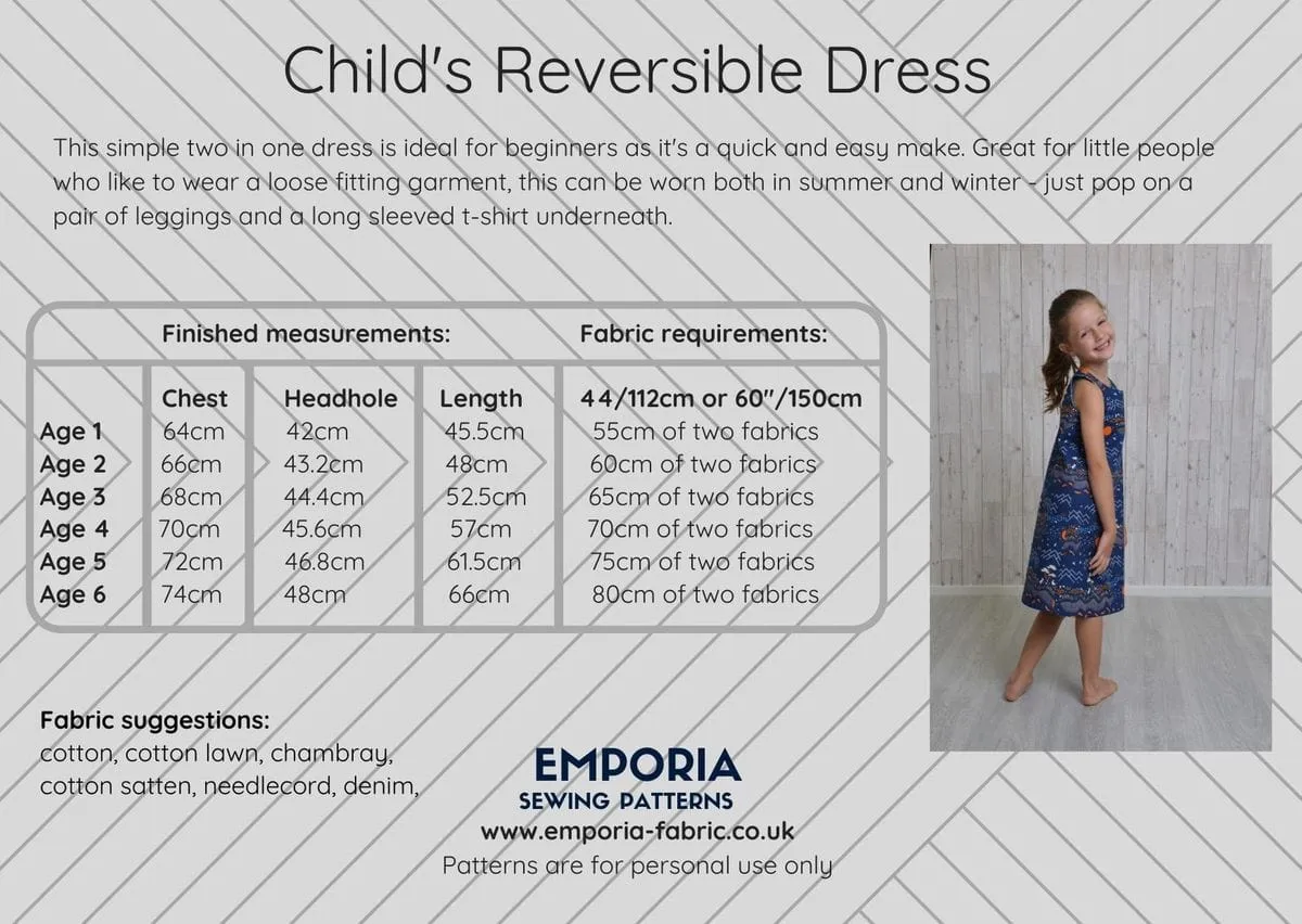 Girl's Reversible Dress Complete Dressmaking Kit, Emporia Patterns