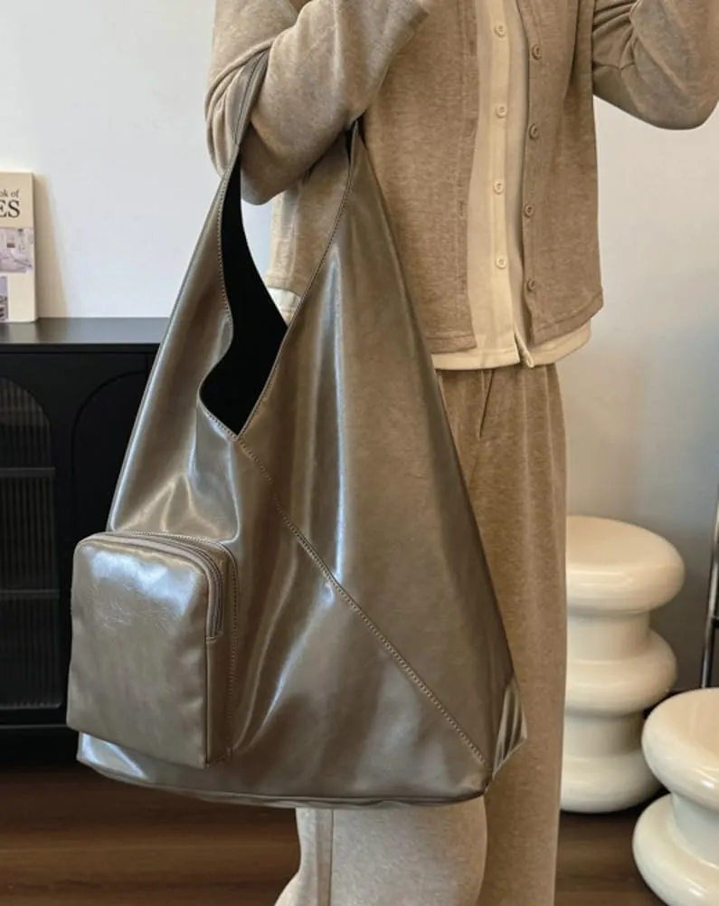 Glossy Vegan Leather Tote Bag for Women Large Shoulder Bag Casual Work Handbag Travel Purse Top Handle Satchels