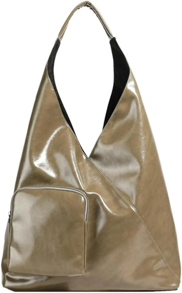 Glossy Vegan Leather Tote Bag for Women Large Shoulder Bag Casual Work Handbag Travel Purse Top Handle Satchels