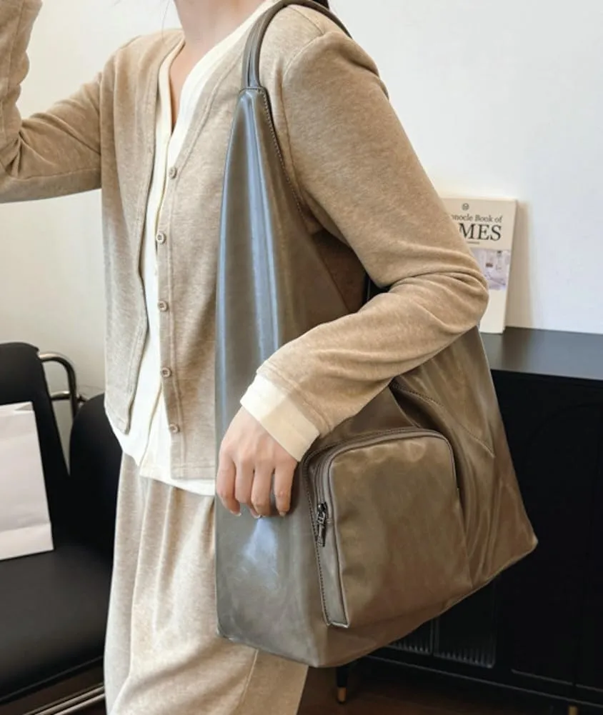 Glossy Vegan Leather Tote Bag for Women Large Shoulder Bag Casual Work Handbag Travel Purse Top Handle Satchels