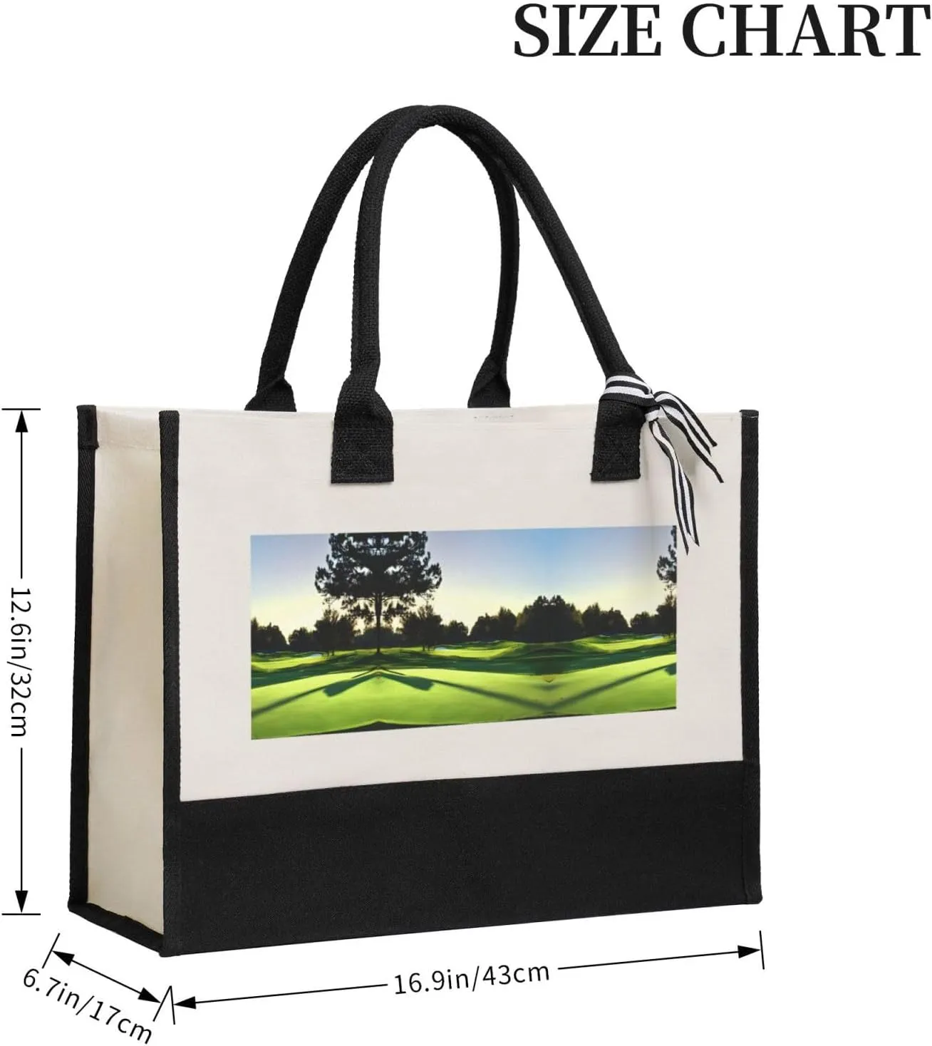 Golf Course Christmas Tote Bags With Handles Canvas Reusable Gift Bag For Women Shopping Holiday Travel