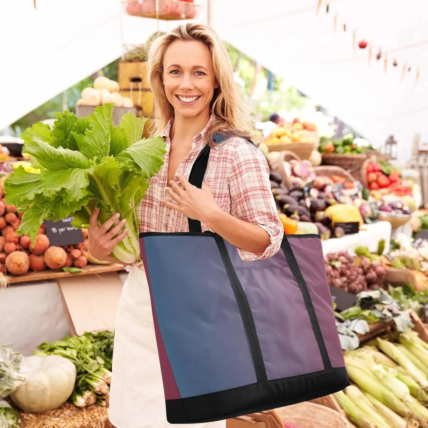 Gradients Tote Bag for Women with Zipper Reusable Grocery Bags Insulated Cooler Bag Shopping Bags Handbags Totes