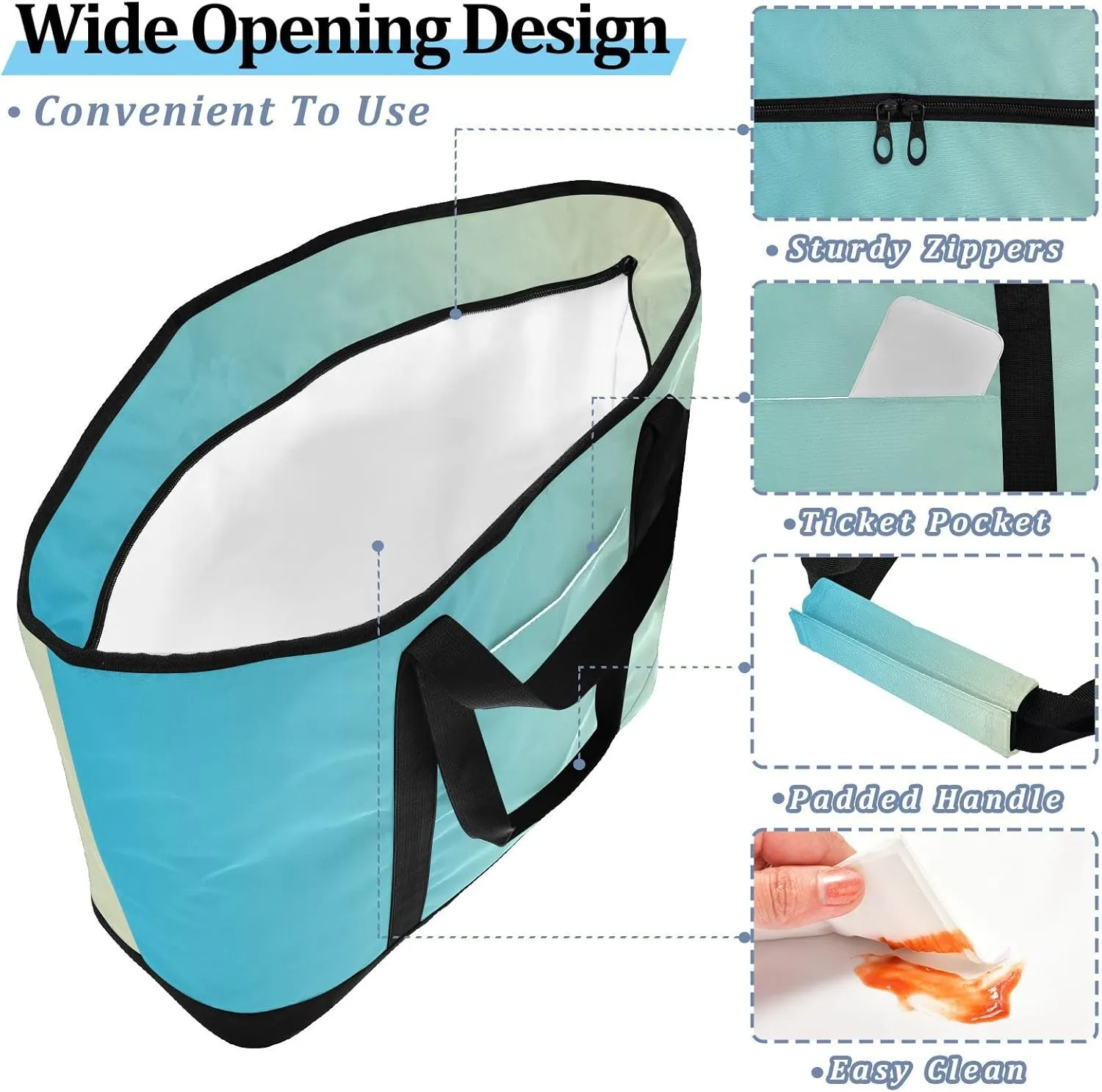 Gradients Tote Bag for Women with Zipper Reusable Grocery Bags Insulated Cooler Bag Shopping Bags Handbags Totes