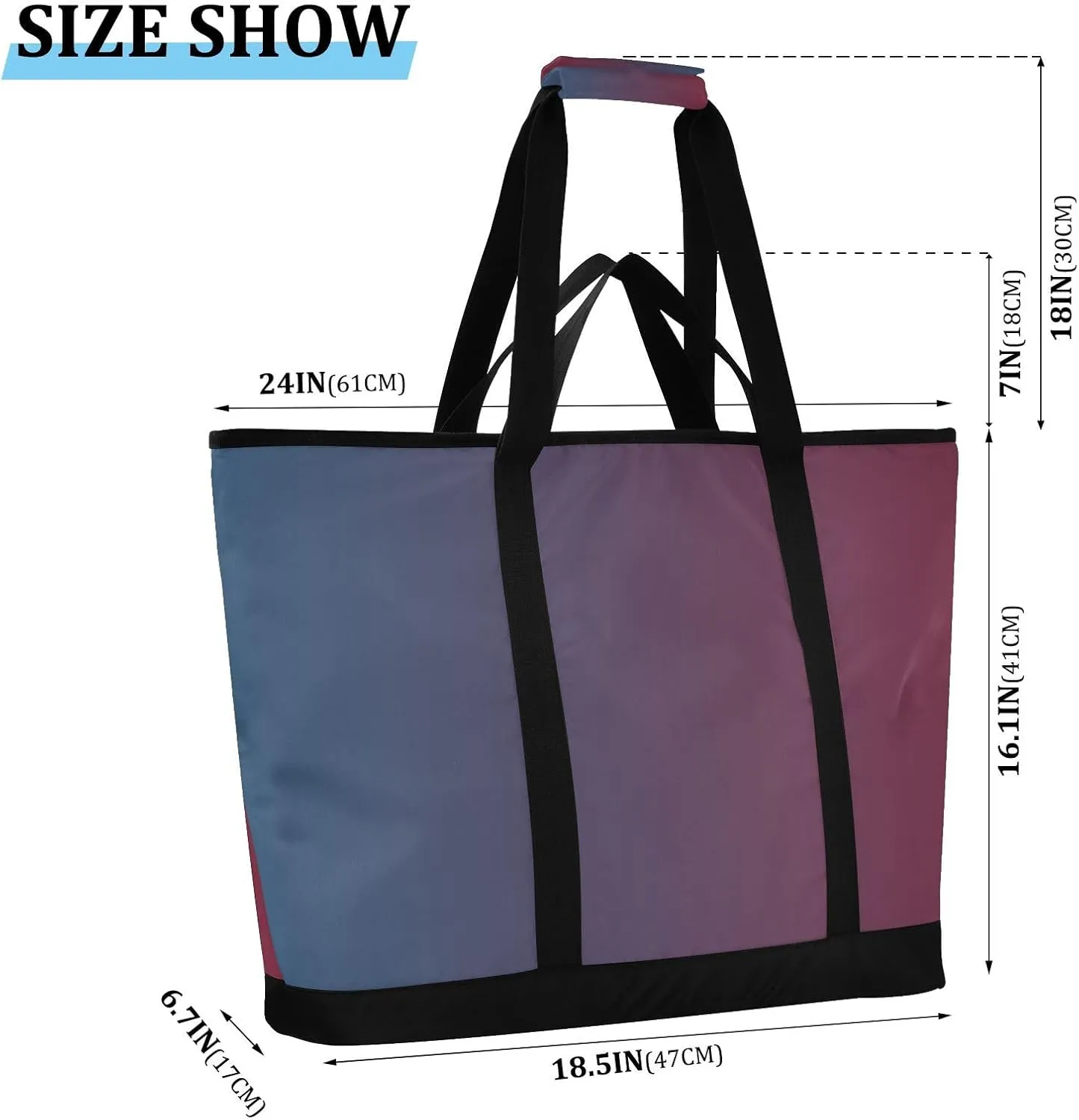 Gradients Tote Bag for Women with Zipper Reusable Grocery Bags Insulated Cooler Bag Shopping Bags Handbags Totes