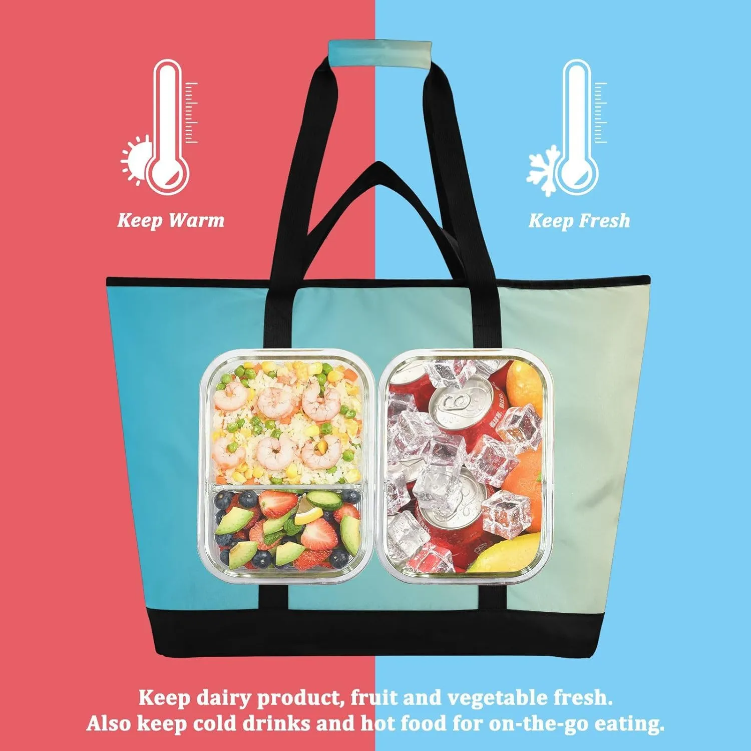Gradients Tote Bag for Women with Zipper Reusable Grocery Bags Insulated Cooler Bag Shopping Bags Handbags Totes