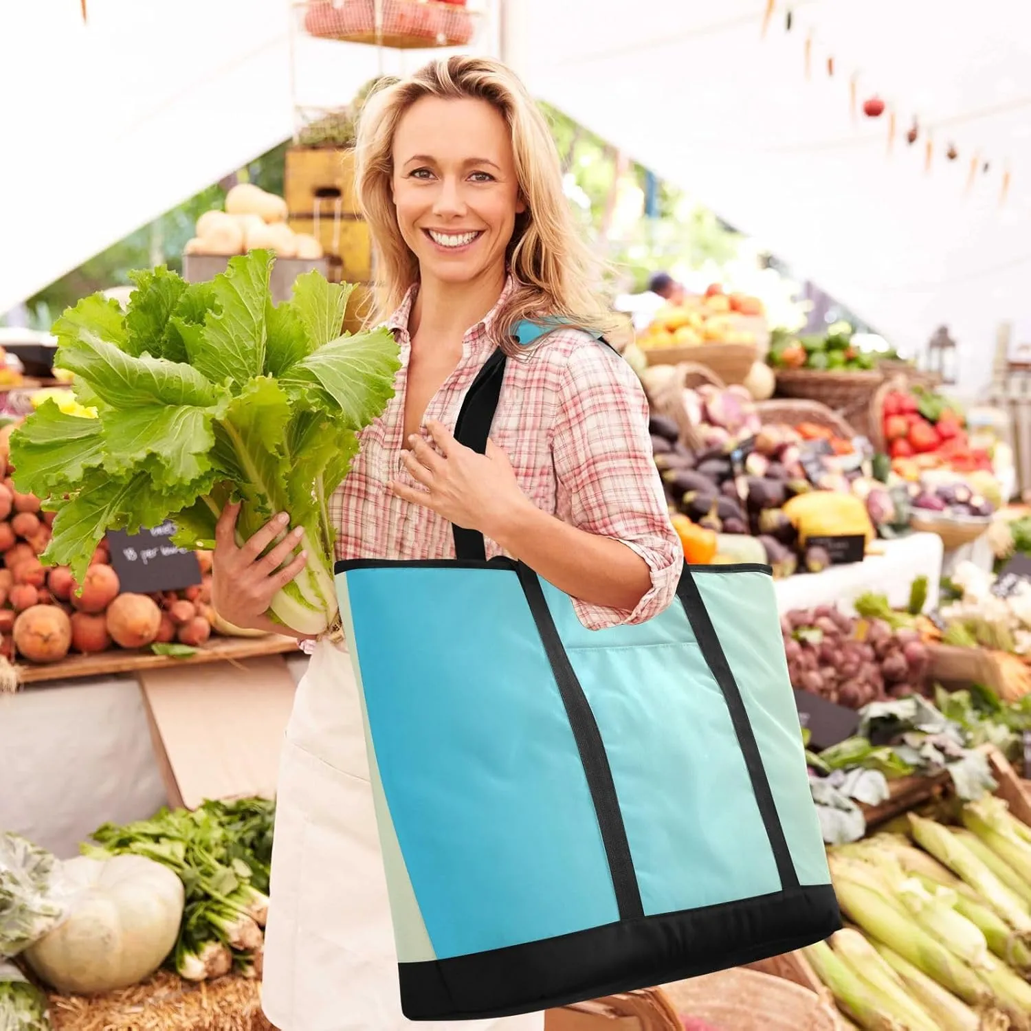Gradients Tote Bag for Women with Zipper Reusable Grocery Bags Insulated Cooler Bag Shopping Bags Handbags Totes
