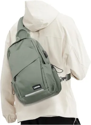 Green Sling Bag for Men, Mini Anti Theft One Strap Motorcycle Backpack Sling Chest Bag for Swimming Diving Outdoor Sports