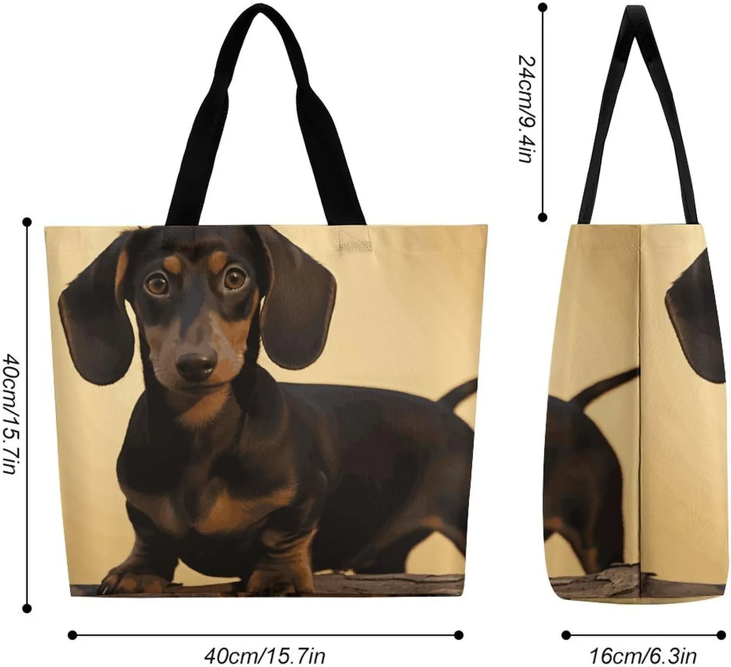Hand Drawn Groundhog Beach Bag Reusable Tote Bag Foldable Grocery Bags Women Shopping Bags for Daily Essentials